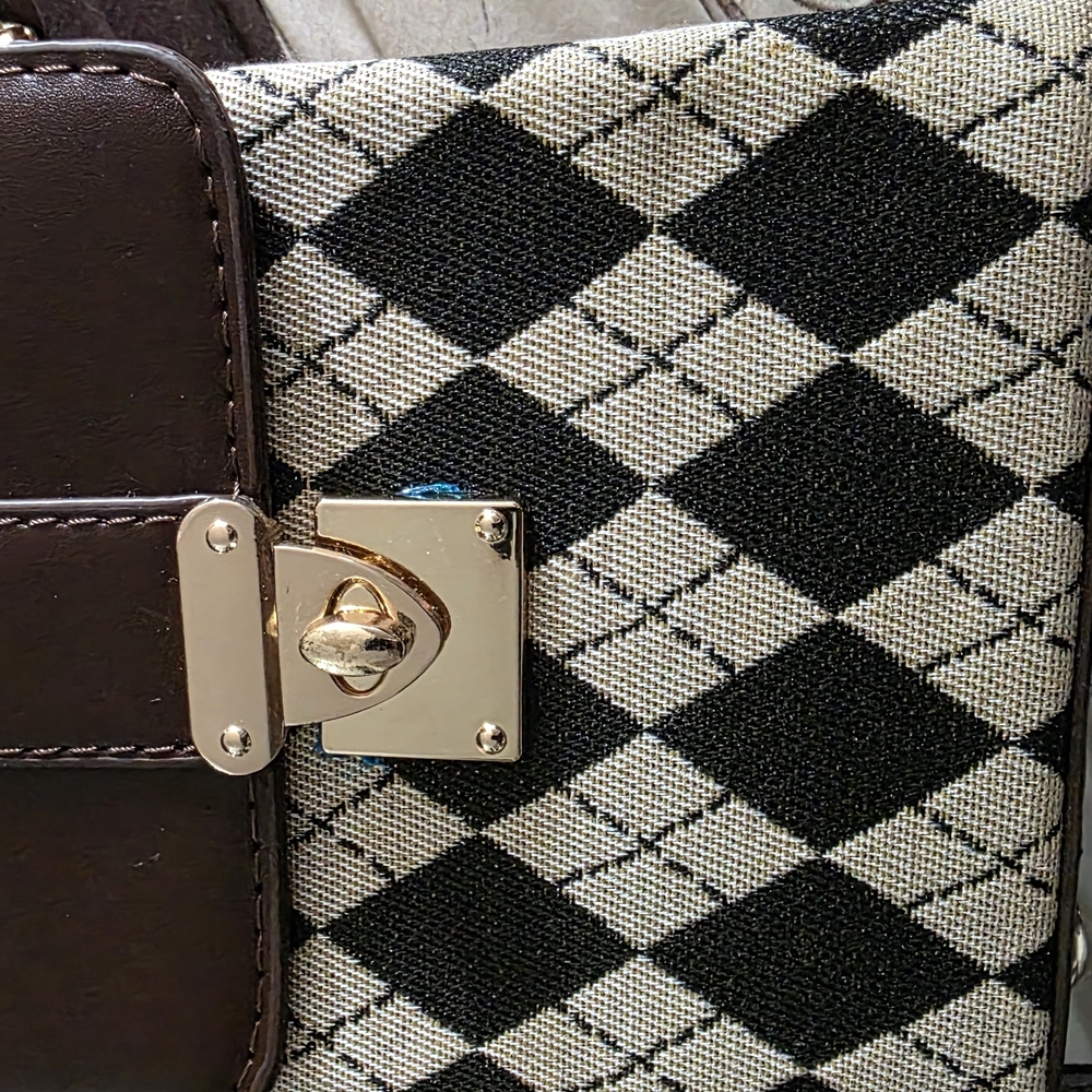 Stylish Black and White Checkered Women's Bag